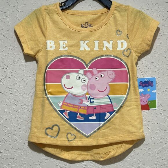 Hasbro Other - Peppa Pig Girl's "Be Kind" High-Low Shirt Orange Toddler Short Sleeve Hasbro 2T